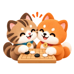 猫和狗面对面下棋